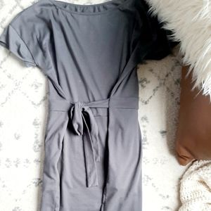 Midi Length Tie Waist Fitted Dress